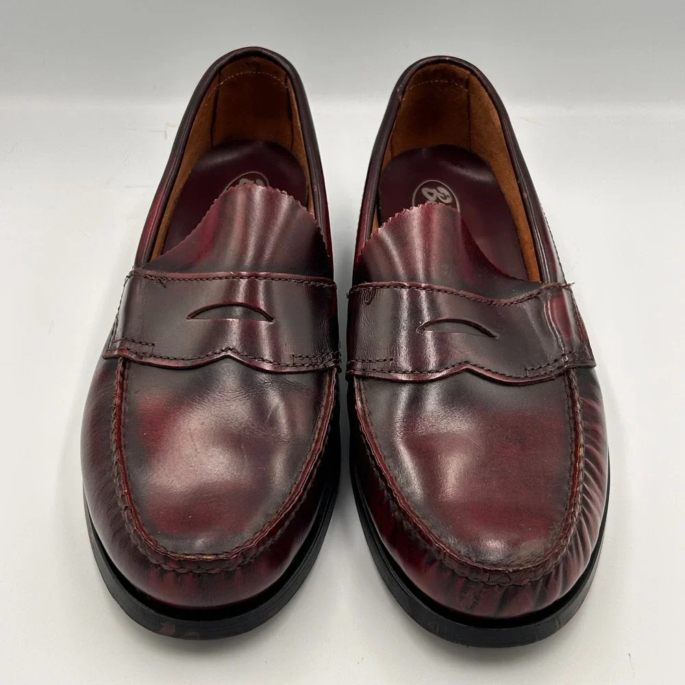 Bass Burgundy Leather Penny Loafers Oxblood Dress Shoes Mens 10 EE Re-Soled